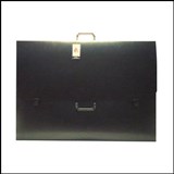 COLBY ART CARRY CASE PP EMBOSSED WITH HANDLES AND CLIP FASTENERS A1 BLACK