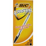 BIC CRISTAL BALLPOINT PENS MEDIUM BLACK BOX 12