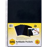 MARBIG DISPLAY BOOK REFILL A3 CLEAR PACK 10
