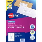 AVERY 959005 L7164 QUICK PEEL ADDRESS LABEL WITH SURE FEED LASER 12UP WHITE PACK 100
