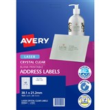 AVERY 959022 L7551 CRYSTAL CLEAR ADDRESS LABEL LASER 65UP CLEAR PACK 25