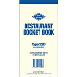 ZIONS 22D RESTAURANT DOCKET BOOK CARBONLESS DUPLICATE 200 X 95MM