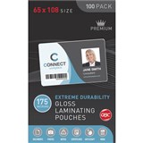 GBC LAMINATING POUCH 175 MICRON 65 X 108MM CLEAR PACK 100