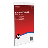 DEFLECTO SIGN HOLDER WALL MOUNT PORTRAIT A4 CLEAR