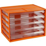 ITALPLAST DOCUMENT CABINET 5 DRAWER 255 X 330 X 230MM A4 MANDARIN