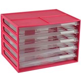 ITALPLAST DOCUMENT CABINET 5 DRAWER 255 X 330 X 230MM A4 WATERMELON