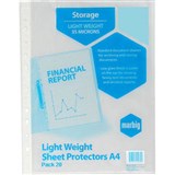 MARBIG COPYSAFE SHEET PROTECTORS LIGHTWEIGHT A4 PACK 20