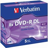 VERBATIM DVDR 85GB 8X DUEL LAYER JEWEL CASE PACK 5