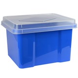 ITALPLAST FILE STORAGE BOX 32 LITRE BLUEBERRYCLEAR LID