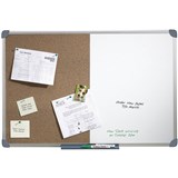 QUARTET PENRITE CORKBOARDWHITEBOARD ALUMINIUM FRAME NONMAGNETIC 900 X 600MM