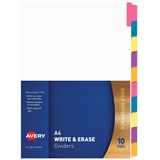 AVERY 85601 DIVIDER REWRITABLE 10 TAB A4 MULTI COLOURED