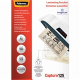 FELLOWES IMAGELAST LAMINATING POUCH GLOSS 125 MICRON A4 CLEAR PACK 100