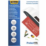 FELLOWES LAMINATING POUCH GLOSS 175 MICRON 65 X 95MM CLEAR PACK 100