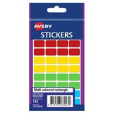 AVERY 932297 MULTIPURPOSE STICKERS RECTANGLE 18 X 12MM MULTI COLOURED PACK 144