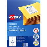 AVERY 959093 L7169 SHIPPING LABEL SMOOTH FEED LASER 4UP WHITE PACK 250