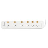 ITALPLAST POWER BOARD 6 OUTLET INDIVIDUAL SWITCHES 1M WHITE