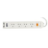 ITALPLAST POWER BOARD 4 OUTLET 2 USB WITH MASTER SWITCH 1M WHITE