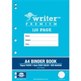 WRITER PREMIUM BINDER BOOK FEINT RULED 8MM 70GSM 128 PAGE A4 DRUMS