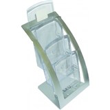 DEFLECTO BROCHURE HOLDER CURVED 3POCKET 3TIER DL SILVERCLEAR