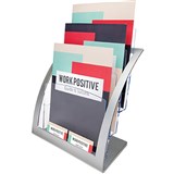 DEFLECTO BROCHURE HOLDER CURVED 3POCKET 3TIER A4 SILVERCLEAR