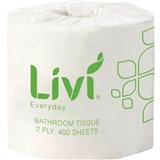 LIVI BASICS TOILET TISSUE 2PLY 400 SHEET CARTON 48