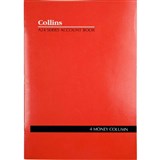 COLLINS A24 SERIES ACCOUNT BOOK 4 MONEY COLUMN FEINT RULED STAPLED 24 LEAF A4 RED