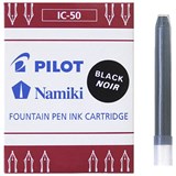 PILOT IC50 FOUNTAIN PEN INK REFILL CARTRIDGE BLACK PACK 6