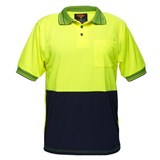 PORTWEST MP110 TWO TONED MICRO MESH POLO SHIRT YELLOW NAVY 2XL
