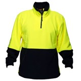 PRIME MOVER MF115 HIVIS POLAR FLEECE JUMPER LONG SLEEVE 14 ZIP 2TONE YELLOW NAVY EXTRA LARGE