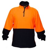PRIME MOVER MF115 HIVIS POLAR FLEECE JUMPER LONG SLEEVE 14 ZIP 2TONE ORANGE NAVY 3XL