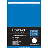 PROTEXT E6 PREMIUM EXERCISE BOOK PLAIN 70GSM 64 PAGE A4 ASSORTED