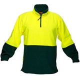 PRIME MOVER MF115 HIVIS POLAR FLEECE JUMPER LONG SLEEVE 14 ZIP 2TONE YELLOW GREEN SMALL
