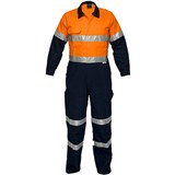 PRIME MOVER MA931 REGULAR WEIGHT COVERALL WITH METAL STUD CLOSURE AND TAPE 2TONE ORANGE NAVY 87R