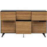 NOVARA CREDENZA 6 DRAWS 1825 X 425 X 800MM ZEBRANO TIMBER VENEER