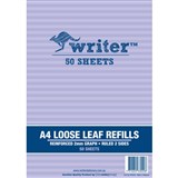 WRITER LOOSE LEAF REFILL REINFORCED 2MM GRID 60GSM A4 50 SHEET