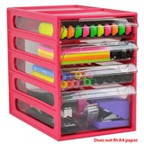 ITALPLAST OFFICE ORGANISER CABINET 4 DRAWER 255D X 165W X 230H MM WATERMELON
