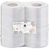 REGAL ECO RECYCLED JUMBO TOILET ROLL 1PLY 500M WHITE CARTON 8