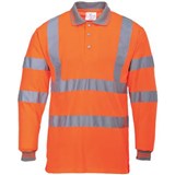 PORTWEST S277 HIVIS POLO SHIRT LONG SLEEVED ORANGE S