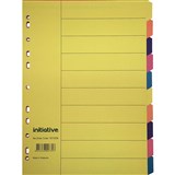 INITIATIVE DIVIDERS MANILLA 10 TAB A4 BRIGHT COLOURS