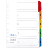 INITIATIVE INDEX DIVIDERS A4 15 TAB WHITE WITH COLOURED TABS
