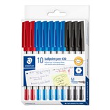 STAEDTLER 430 BALLPOINT PEN STICK MEDIUM 10MM ASSORTED PACK 10
