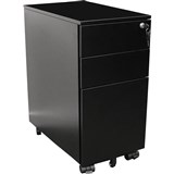 GO STEEL SLIMLINE MOBILE PEDESTAL 3DRAWER LOCKABLE 300 X 472 X 610MM BLACK