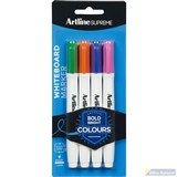ARTLINE SUPREME ANTIMICROBIAL WHITEBOARD MARKER BULLET 15MM BRIGHT ASSORTED PACK 4