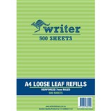 WRITER LOOSE LEAF REFILL REINFORCED 7MM RULED 60GSM A4 500 SHEET