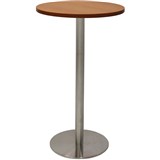 RAPIDLINE DRY BAR TABLE 600 X 1050MM CHERRY COLOURED TABLE TOP  STAINLESS STEEL BASE