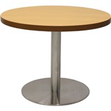 RAPIDLINE CIRCULAR COFFEE TABLE 600 X 425MM BEECH COLOURED TABLE TOP  STAINLESS STEEL BASE