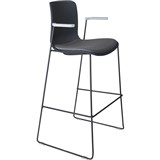 DAL ACTI BAR STOOL SLED BASE HIGH 760MM ARMS LIGHT GREY ARMPADS AND BLACK POWDERCOAT FRAME CHARCOAL POLYPROP SHELL