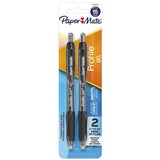 PAPERMATE PROFILE GEL INK PEN 07MM BLACK PACK 2