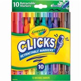 CRAYOLA CLICKS RETRACTABLE WASHABLE MARKERS ASSORTED PACK 10