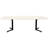 OM BOARDROOM TABLE BOAT SHAPED 2400 X 1200MM WHITEBLACK